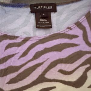 Multiples Pink and Brown Zebra-Stripe Knit Top